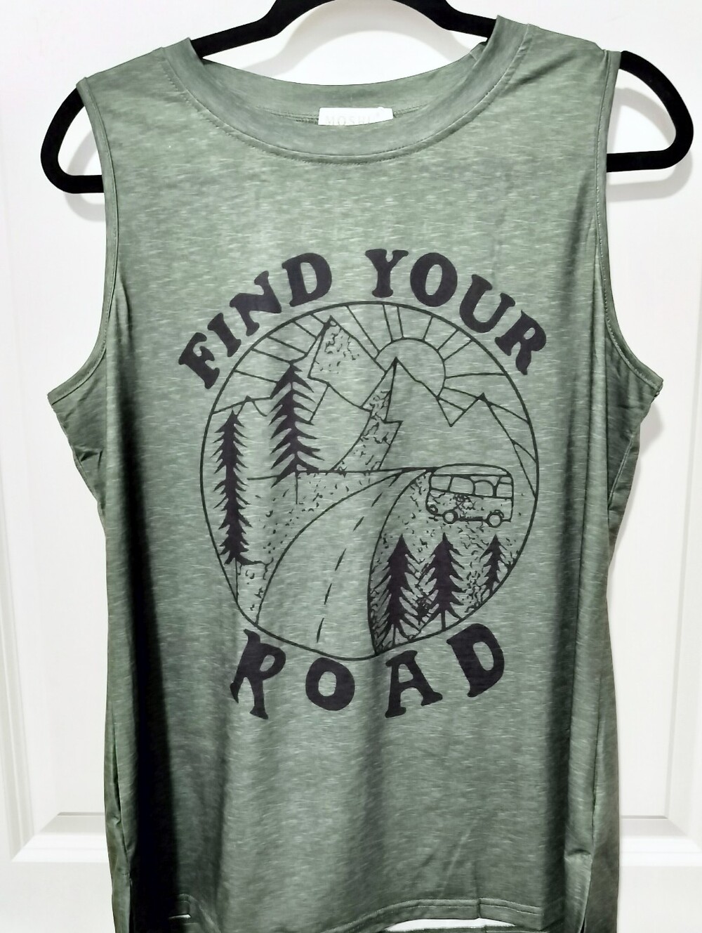 MOSHU Women's L Olive Green Ribbed Tank Top